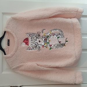 Third wish Christmas sweater with sequin cat